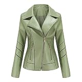 PU LEDERJACKE - Hergestellt aus hochwertigem PU-Leder, ist sie weich und angenehm zu tragen. Diese Kunstlederjacke Damen hat das gleiche Aussehen wie echtes Leder. Es ist sehr stilvoll und cool.