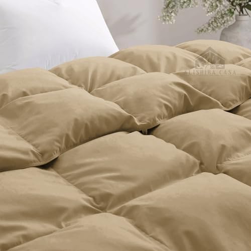 Image of Heavy Winter Comforter Double Bed Size 90 inchX100 inch | 600 GSM Fill for Winter Comforter /Rajai /Duvet /Blanket Hotel Luxury Soft Fluffy Double Bed - Beige Color