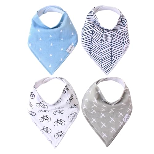 Image of Copper Pearl 4 Pack Soft Cotton Baby Bibs for Drooling and Teething, Absorbent Drool Bibs for Baby Boy, Adjustable to Fit Newborns to Toddlers, Tons of Styles (Cruise Set)