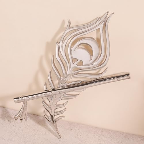 Image of Aluminium Peacock Harmony Wall Art with Brass Tone - Vibrant, Handcrafted Metal Artwork - Elegant Peacock Design for Home Decor - Perfect for Living Room, Bedroom, or Office (Silver)