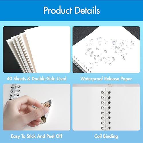 Álbum para almacenamiento reutilizable de stickers Hebayy tamaño B5, libro para colección de stickers con 80 páginas y 2 hojas de stickers, para niños y adultos miniatura 3