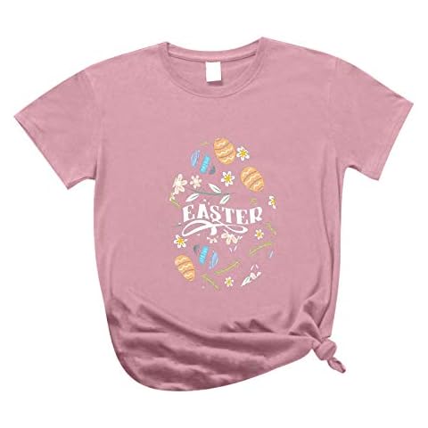 Janly Clearance Sale Blouse for Women , Easter Women's Casual Printing O-Neck Loose Short Sleeve T-shirt Pullover Tops , Easter St Patrick's Day Deal (Pink-L) Cover