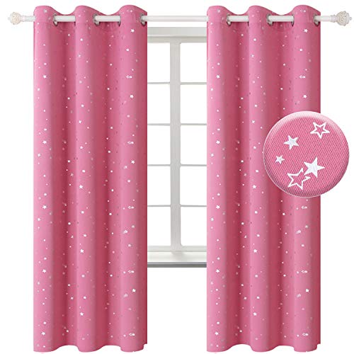 BGment Kids Blackout Curtains for Bedroom - Grommet Thermal Insulated Silver Star Print