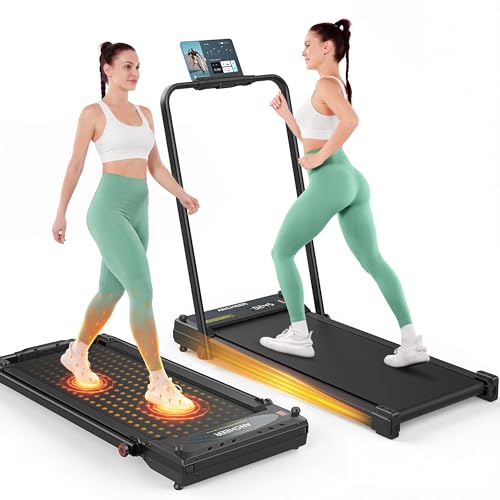 FUNMILY Walking Pad Treadmill with Incline, Foldable Treadmills for Home Office, Portable Walking Pad 300lbs Capacity, Remote Control, 2s Folding Treadmill(Dark Black)