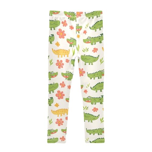 Crocodile Floral Cartoon Girls Casual Leggings for Kids Printed Long Pant Bottoms Stretch and Soft2