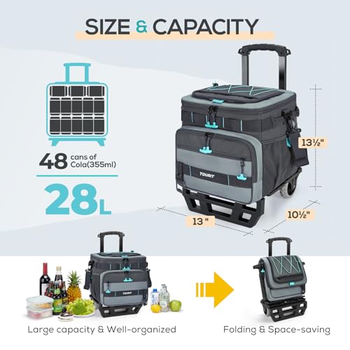 Tourit TR2103071 Collapsible 48-Can Leak-Proof Insulated Rolling Cooler thumb #1