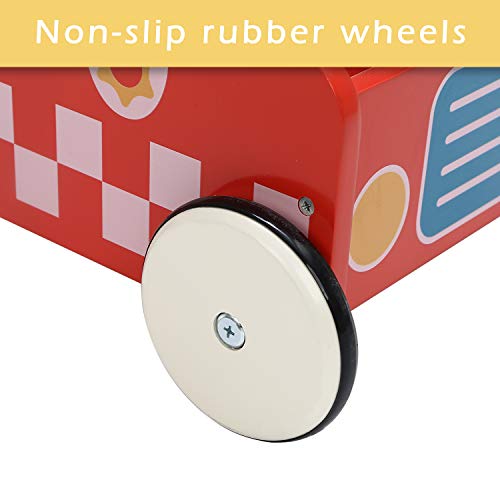 Red Aircraft Wooden Baby Push Walker - 2-In-1 Toddler Push & Pull Toys Learning Walker Stroller Walker With Wheels For Baby Girls Boys 1-3 Years Old #TOP4