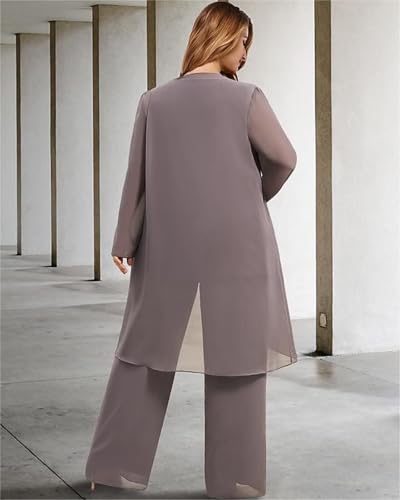 3 Piece Mother of The Bride Dresses for Wedding with Pockets Chiffon Pantsuits Evening Formal Gown with Jacket2