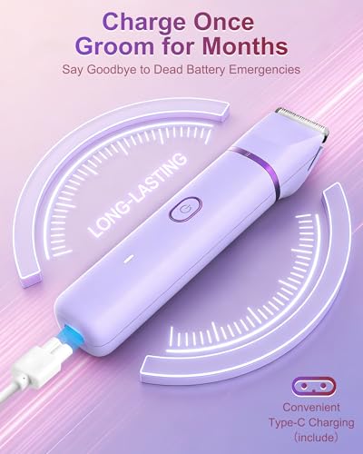 Image of Bikini Trimmer for Women, 2-in-1 Waterproof Painless Body Shaver for Legs, Underarms, Bikini Line with Narrow & Wide Ceramic Blades, 3 Combs, USB Rechargeable, Travel Friendly Gift for Women,Mauve