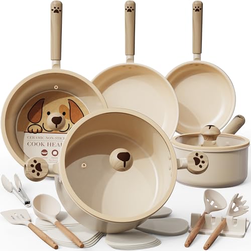 Astercook 18 Pcs Pots and Pans Set Non Stick Dog ...