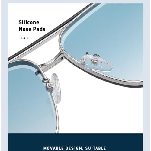 Lunettes de soleil dégradées hommes monture large doré gris - 4