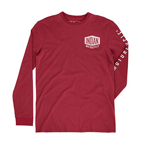 Indian Motorcycle Men's Long-Sleeve T-Shirt with Shield Logo, Red - 3XL