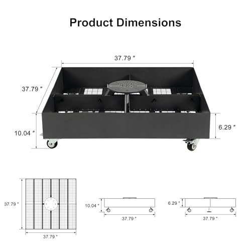 Image of PURPLE LEAF Patio Umbrella Base WK4500 with 4 Lockable Wheels 1100 lbs Maximum Load capacity Heavy-Duty Cantilever Offset Steel Weighted Base