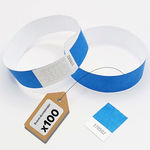 Europaband - 100 Stück Tyvek Armbänder - zur Identifikation bei Veranstaltungen und Partys - reißfest und wasserdicht (blau)