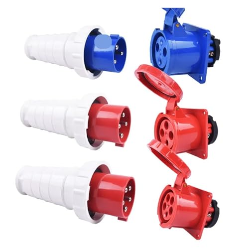 Enchufe industrial de 4P y 220 V con clavija estanca IP67 para redes trifásicas 7