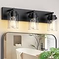 IZORRO Bathroom Vanity Light Fixture, 3-Light 22 Inch Matte Black Bathroom Light Fixtures Over Mirror, with Clear Glass Shade, Modern Farmhouse Vanity Lights, Rustic Restroom Lighting Fixtures