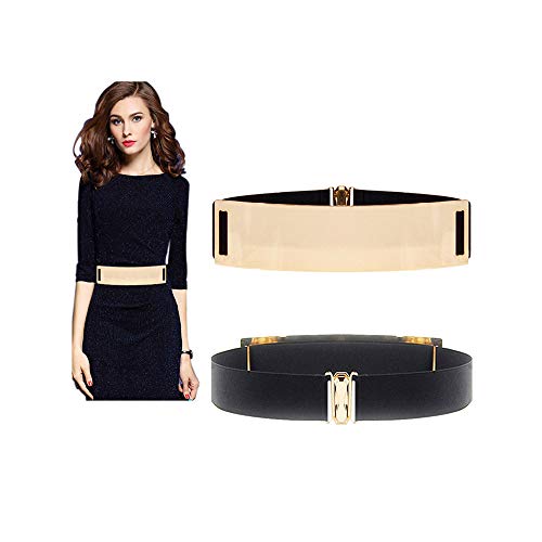 Famhome Ceinture en cuir pour femme - Or - Large
