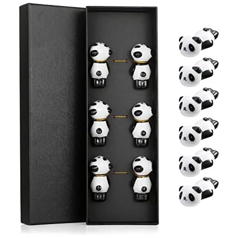 6 Stück Keramik Panda Essstäbchen Ablagen Cover