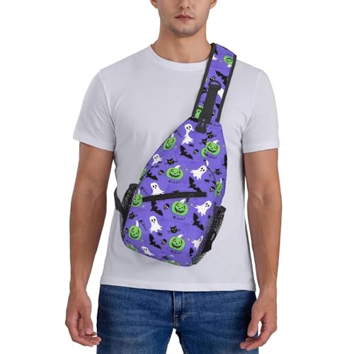Mochila bandolera Halloween verde con calabaza miniatura 6