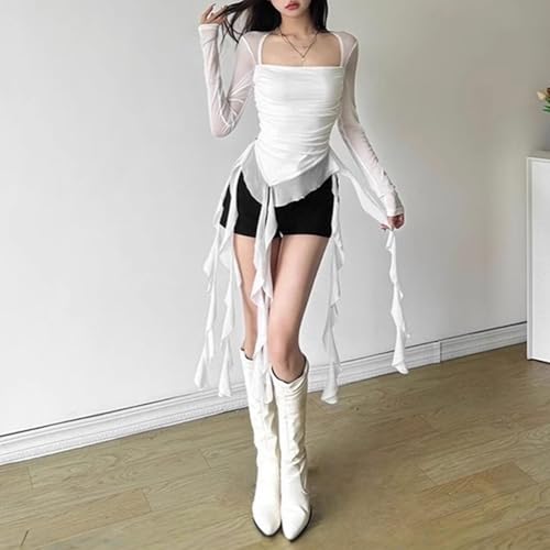 Image of ATORSE Women'S Y2K Long Sleeve T Shirt Classic Streetwear For Wedding Dating Gothic S White