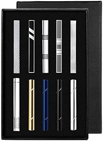 YADOCA 10 Pcs Men Brass Tie Bar Pinch Clips Set Trendy Regular Wedding Business Necktie Tie Clip with Gift Box