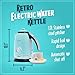 Nostalgia Retro Stainless Steel Electric Tea And Water Kettle, 1.7 Liters, Auto-Shut Off & Boil-Dry Protection, Water Level Indicator Window, Aqua