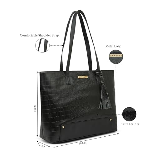 Image of Caprese Sansa 16 Inch Laptop Large Tote Bag for Women | Stylish, Durable, Multi-Compartment Design for Work, Travel, Shopping | Comfortable Straps Shoulder and Handheld Bag for Daily Use
