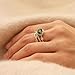 Sonateomber Green Crystal Gold Open Stacking Ring for Women - Large Dainty Simulated Emerald Rhinestone Cubic Zirconia Stone Adjustable Statement X Criss Cross Stack Costume Ring Valentine Gift