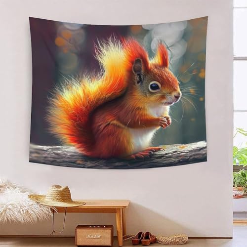 Couverture murale écureuil 3D tapisserie en polyester doux pour salon 180x230 cm