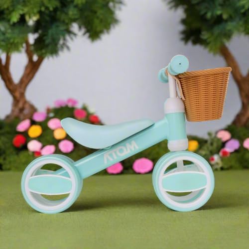 HTI Atom Kinder Bobble Bike mit Korb | Mein erstes Laufrad für Kleinkinder | Leichtes Balance Bike, Trainingsrad & Lauflernrad | Perfektes Kinderfahrrad ab 1 Jahr
