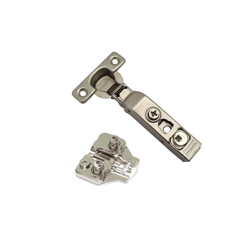 Fittingsco Steel Dtc 110° Soft Close Cabinet Hinges – Full Overlay 26Mm Cup Bathroom Door Hinges With Adjustable Euro Plate, Nickel Plated Concealed Kitchen Cabinet Hinge