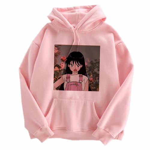 {Sailor Moon Sudadera Sai Sudadera con capucha con estampado de dibujos animados de Sailor Moon, lindas sudaderas casuales rosas utilizadas para...
