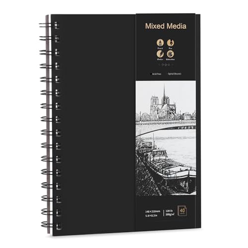 Thboxes A5 Sketch Books, 200GSM Thick Paper Spiral Bound Sketchbook Hardback Sketch Pad for Drawing and Sketching 40 Sheets/80 Pages
