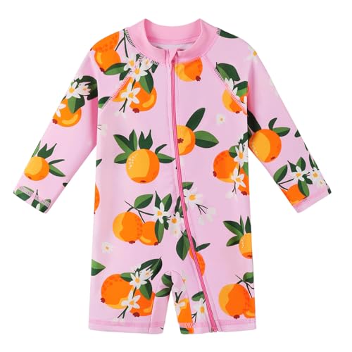 Image of HUAANIUE Toddler Girl Swimsuit Long Sleeve UPF50+ Sun Protection