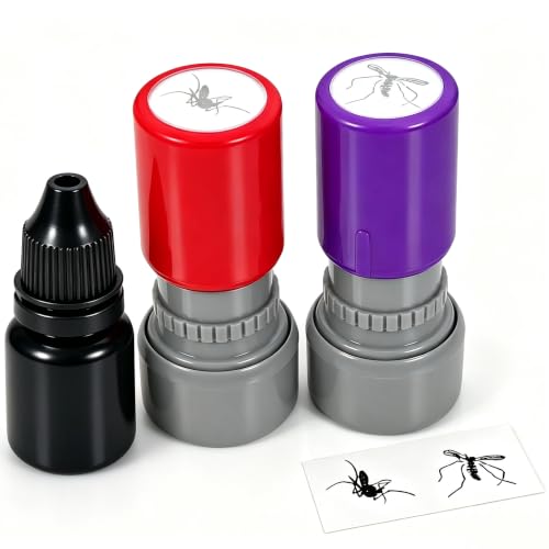 2 Pcs Mosquito Stamp Prank Set with Black Ink