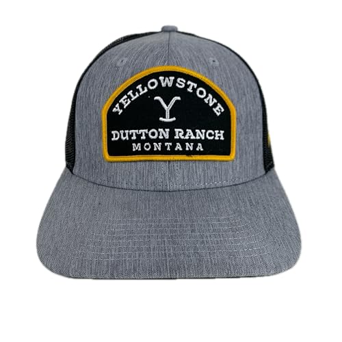 Yellowstone Boné caminhoneiro estruturado em malha cinza e preta Dutton Ranch, Cinza, Tamanho Único