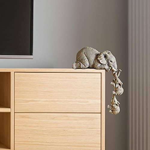 Decoração de elefante, resina elefante mãe e dois bebês, estátuas de elefante, cerâmica, artesanato,