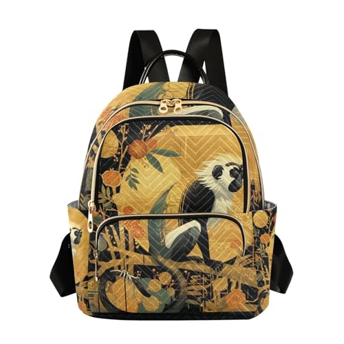 Sac à dos pour femme et ado : sécurité chic avec imprimé singe noir