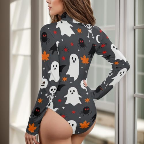 Camisetas moldeadoras para mujer GuoChe de manga larga con diseño de búho y cuello alto 7