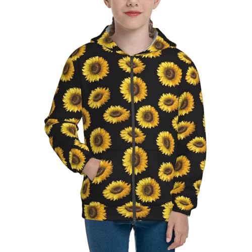 Sunflower Kids Pullover Hoodies Boys Zip Up Sweatshirts Girls Athletic Clothes with Pocket3