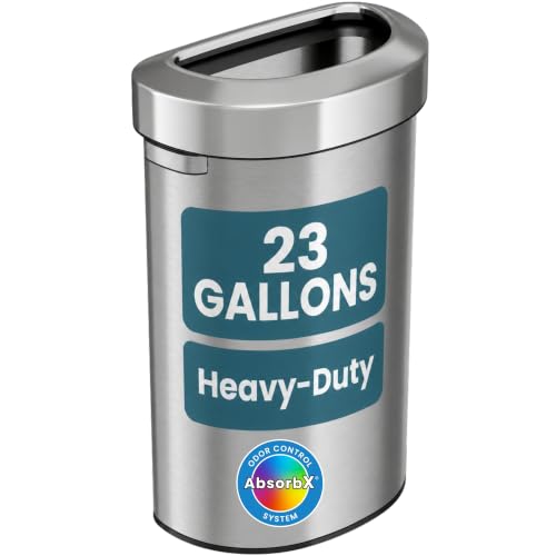 iTouchless 23 Gallon / 87 L Stainless Steel Open Trash Can/Recycle Bin