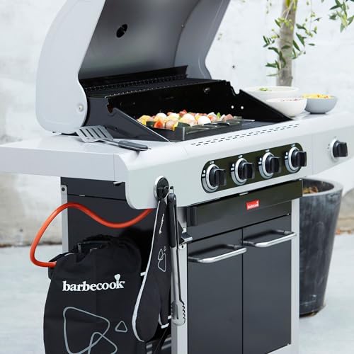 Barbecook Gasgrill Siesta 412 mit 4 Brennern und Seitenbrenner, schwarz, 132x56x119cm