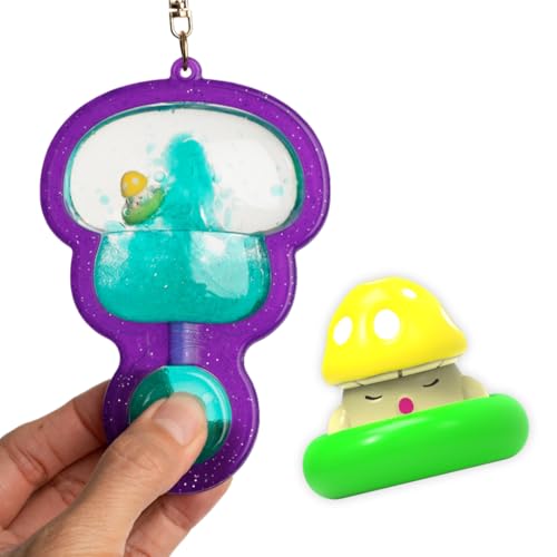 Goonameez, Hand-Held Sensory Toy with Floating Characters, Mesmerizing Water Mix Fidget Toy – Collect All 6 Unique Shapes for Squishy Fun, Perfect Travel Toy! (Funguy)