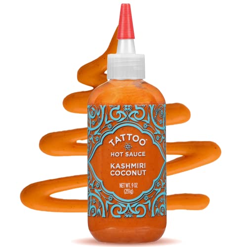 Tattoo Hot Sauce, Authentic Kashmiri Coconut, Flavor Packed & Delicious, Mild-Medium Scoville, 9 Oz (Kashmiri Coconut, 9 Ounce (Pack Of 6)) #TOP3
