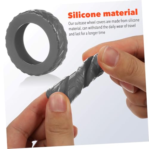 KESYOO 8pcs Luggage Case Luggage Wheel Cover Socks Handle Absorber Wheels Luggage Wheel Covers Compartment Caster Wheel Sleeves Protective Luggage Wheel Protector Light Grey3