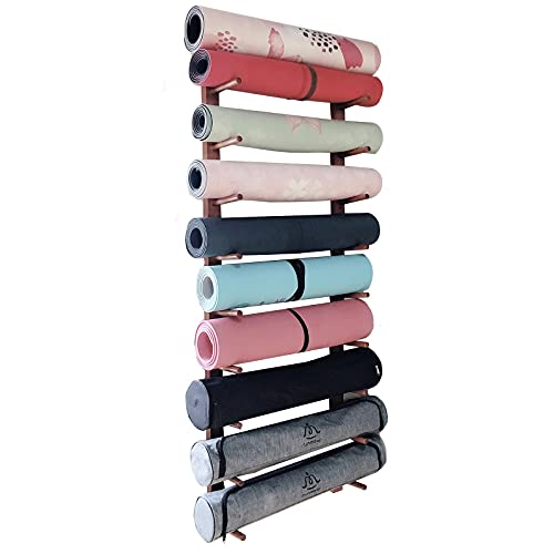 Support mural tapis de yoga en bois pour ranger les rouleaux