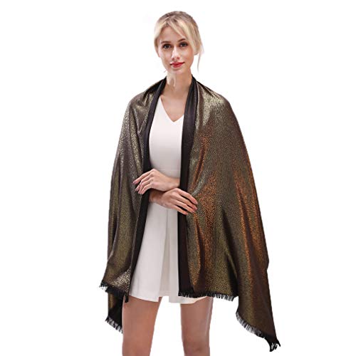 Image of LMVERNA Women's Sparkling Metallic Soft Pashmina Shawls and Wraps Scarf in Solid Colors