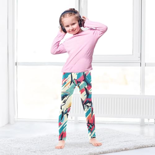Toddler Girls Leggings Printed Yoga Pants Leggings Colorful Sketch Sharks for Kids4