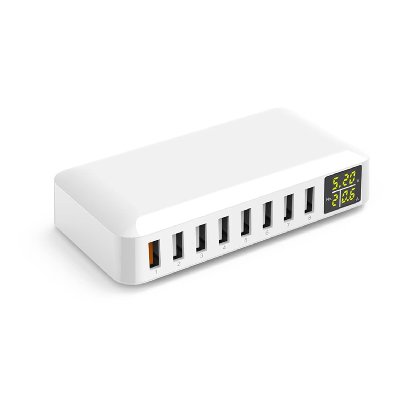 Stacja ładowania, Stacja ładująca 60W Multi USB QC3.0 Szybka ładowarka Ładowanie z wyświetlaczem LED 8-portowa ładowarka z wieloma portami do telefonu komórkowego, tabletu i innych(I6 Fast charger)