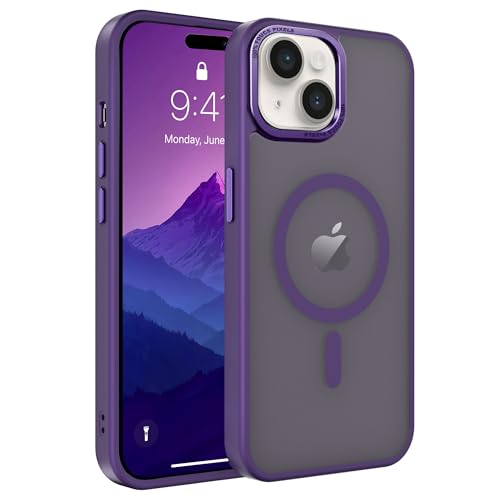 Image of Magnetic iPhone 15 case,Compatible with Magsafe, Military-Grade Protection,Slim Translucent Matte Shockproof with Anti-Scratch Anti-Fingerprint Phone Cover (deep Purple, iPhone 15)